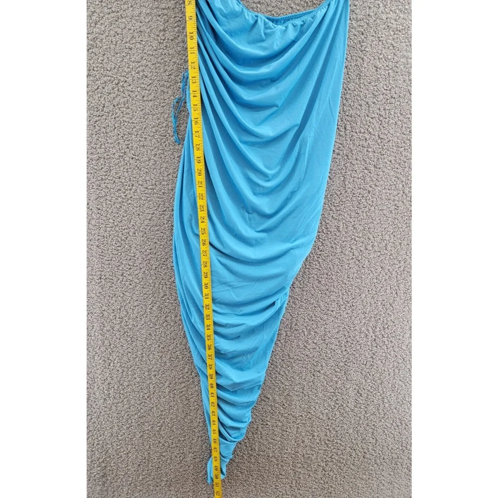 Steve Madden Ayana Dress Women's L Atlantic Blue One Shoulder Neckline Pull On~ - Picture 6 of 14
